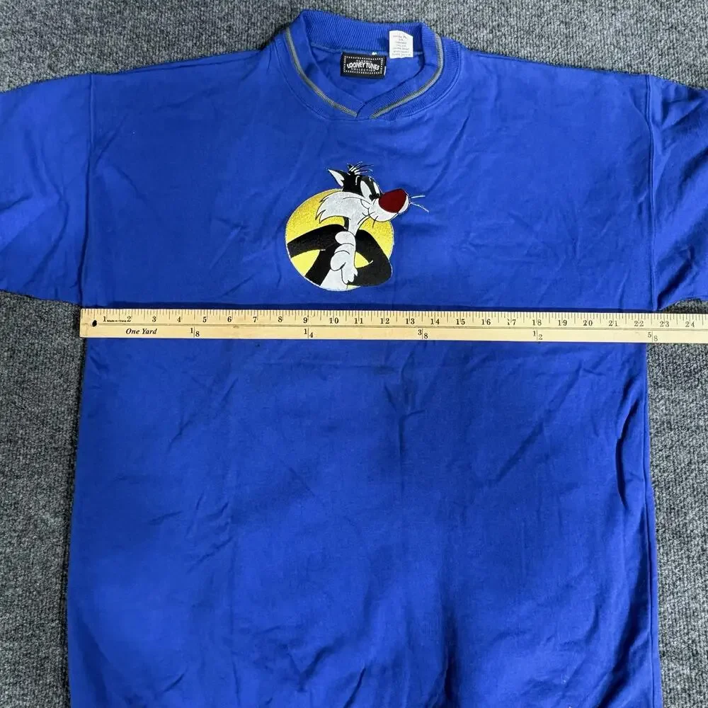 Looney Tunes Sweatshirt Boys XL 18-20 Blue Sylvester Tweety Fleece Pullover